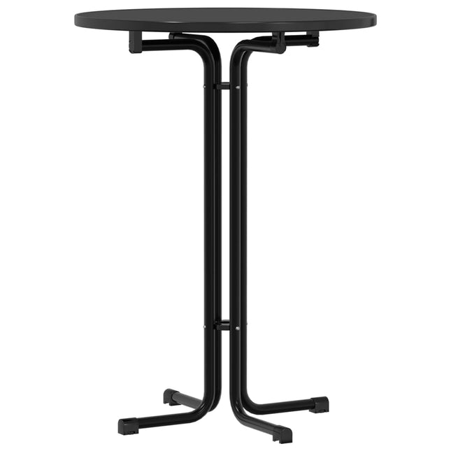 Tavolo da Pranzo Nero Ã˜80x110 cm Legno Multistrato e Acciaio