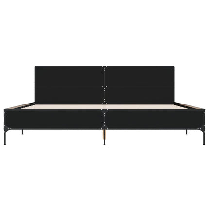 Giroletto Nero 180x200 cm in Legno Multistrato e Metallo