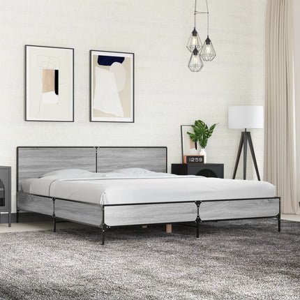 Giroletto Grigio Sonoma 180x200 cm in Legno Multistrato Metallo