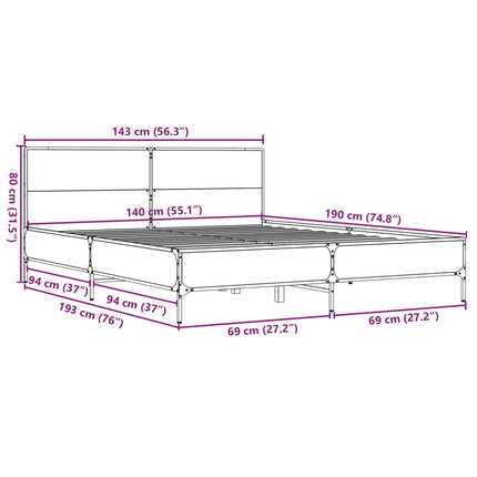 Giroletto Grigio Sonoma 140x190 cm in Legno Multistrato Metallo