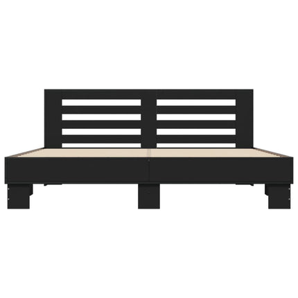 Giroletto Nero 180x200 cm in Legno Multistrato e Metallo