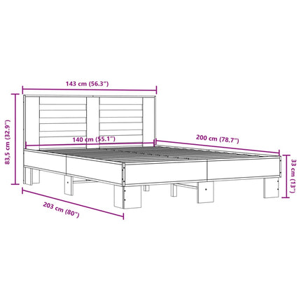 Giroletto Grigio Sonoma 140x200 cm in Legno Multistrato Metallo