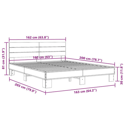 Giroletto Grigio Sonoma 160x200 cm in Legno Multistrato Metallo