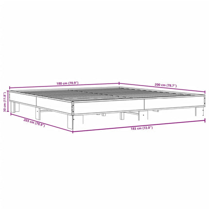 Giroletto Grigio Sonoma 180x200 cm in Legno Multistrato Metallo