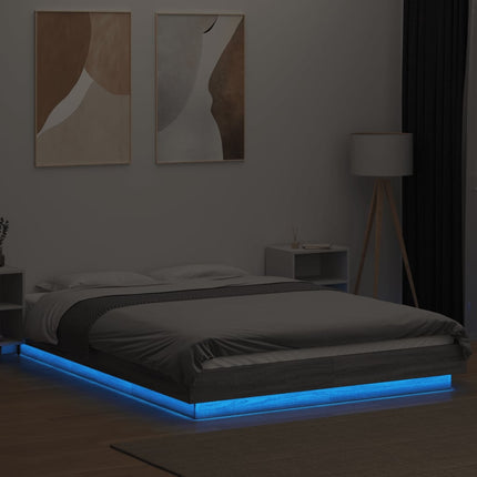 Giroletto Luci LED Grigio Sonoma 140x200 cm Legno Multistrato