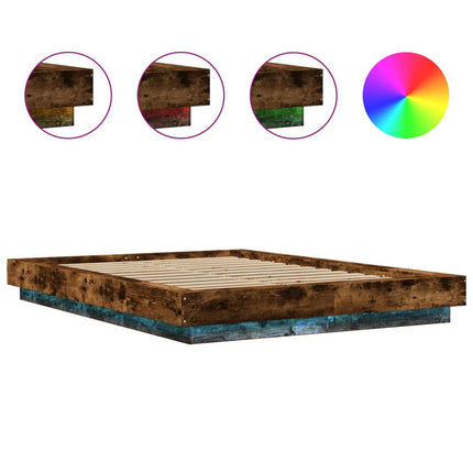 Giroletto con Luci LED Rovere Fumo 140x190 cm Legno Multistrato