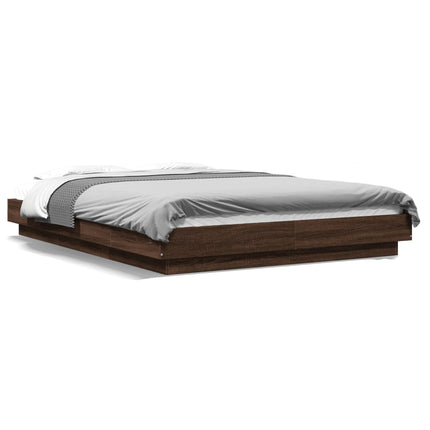 Giroletto Luci LED Rovere Marrone 135x190 cm Legno Multistrato