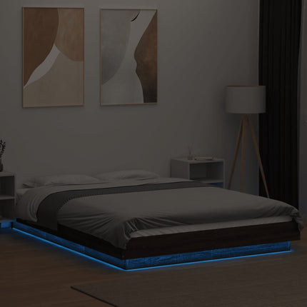 Giroletto Luci LED Rovere Marrone 135x190 cm Legno Multistrato