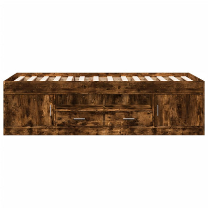 Divano Letto con Cassetti senza Materasso Rovere Fumo 90x200 cm
