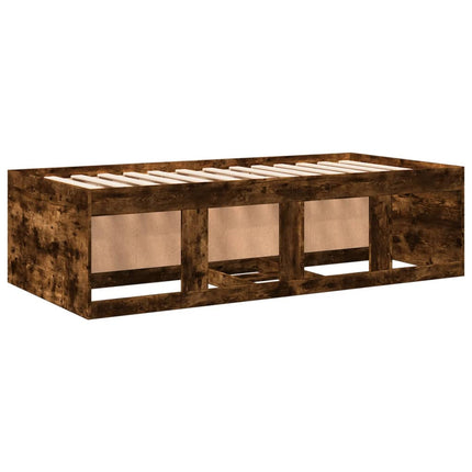 Divano Letto con Cassetti senza Materasso Rovere Fumo 90x200 cm