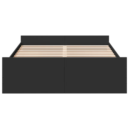 Giroletto con Cassetti Nero 140x190 cm in Legno Multistrato