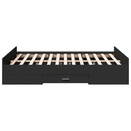 Giroletto con Cassetti Nero 140x190 cm in Legno Multistrato
