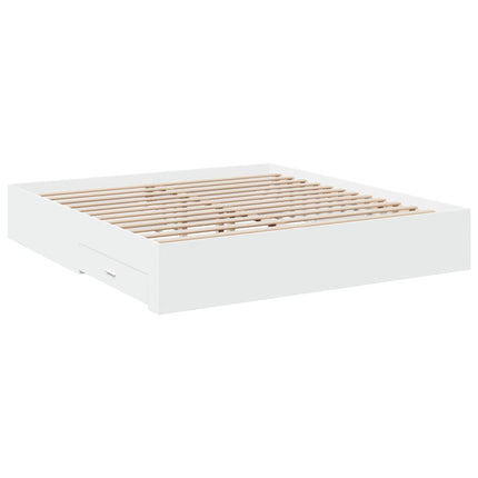 Giroletto con Cassetti Bianco 200x200 cm in Legno Multistrato