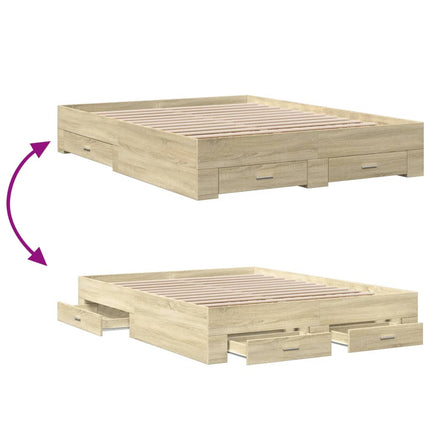 Giroletto Cassetti Rovere Sonoma 150x200 cm Legno Multistrato