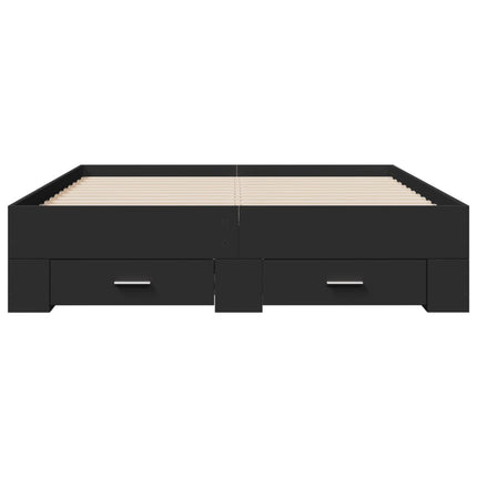 Giroletto con Cassetti Nero 135x190 cm in Legno Multistrato