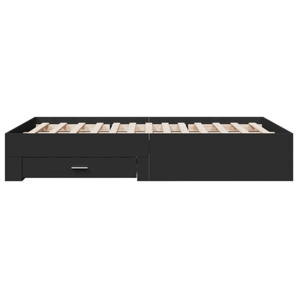Giroletto con Cassetti Nero 135x190 cm in Legno Multistrato