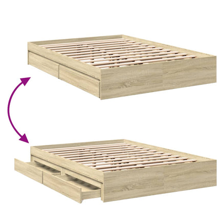 Giroletto Cassetti Rovere Sonoma 140x200 cm Legno Multistrato