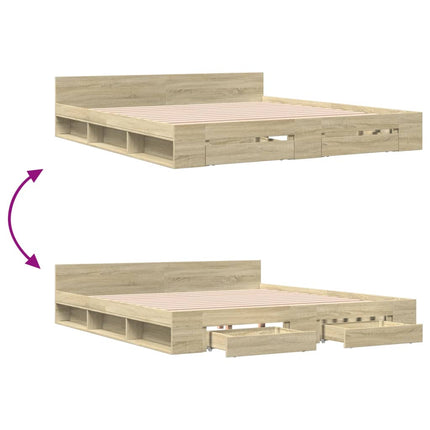 Giroletto Cassetti Rovere Sonoma 200x200 cm Legno Multistrato