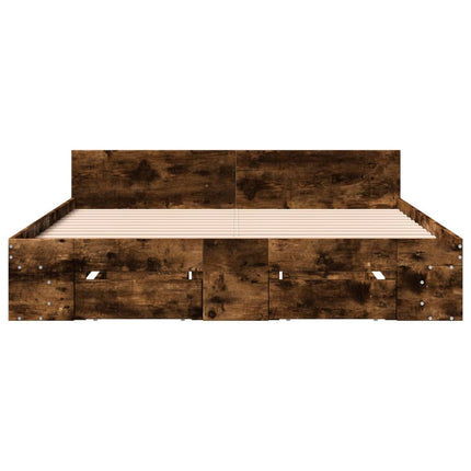 Giroletto con Cassetti Rovere Fumo 160x200 cm Legno Multistrato