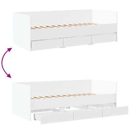Divano Letto con Cassetti senza Materasso Bianco 75x190 cm