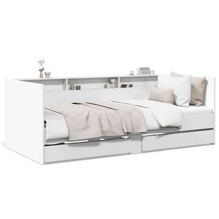 Divano Letto con Cassetti senza Materasso Bianco 90x190 cm