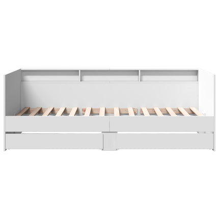 Divano Letto con Cassetti senza Materasso Bianco 90x190 cm
