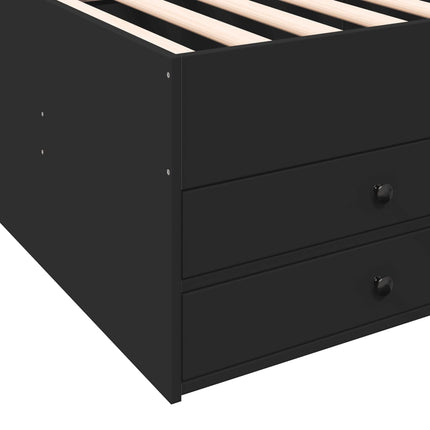 Divano Letto con Cassetti senza Materasso Nero 75x190 cm