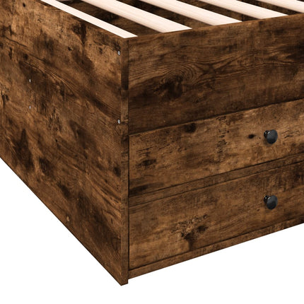 Divano Letto con Cassetti senza Materasso Rovere Fumo 75x190 cm