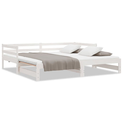 Divano Letto con Letto Estraibile Bianco 90x200cm Massello Pino