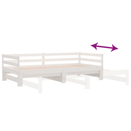 Divano Letto con Letto Estraibile Bianco 90x200cm Massello Pino