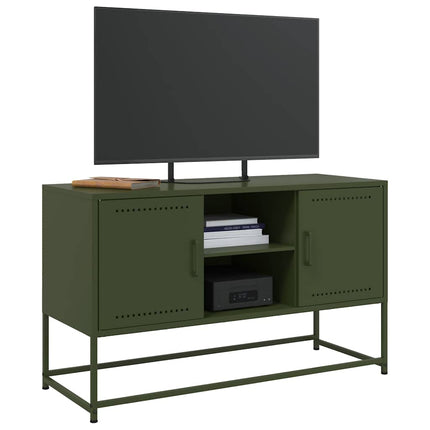 Mobile TV Verde Oliva 100,5x39x60,5 cm in Acciaio