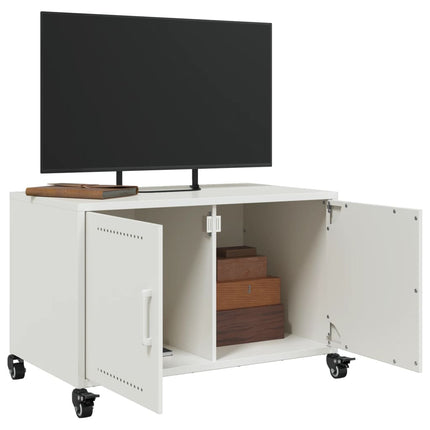 Mobile TV Bianco 68x39x43,5 cm in Acciaio Laminato a Freddo