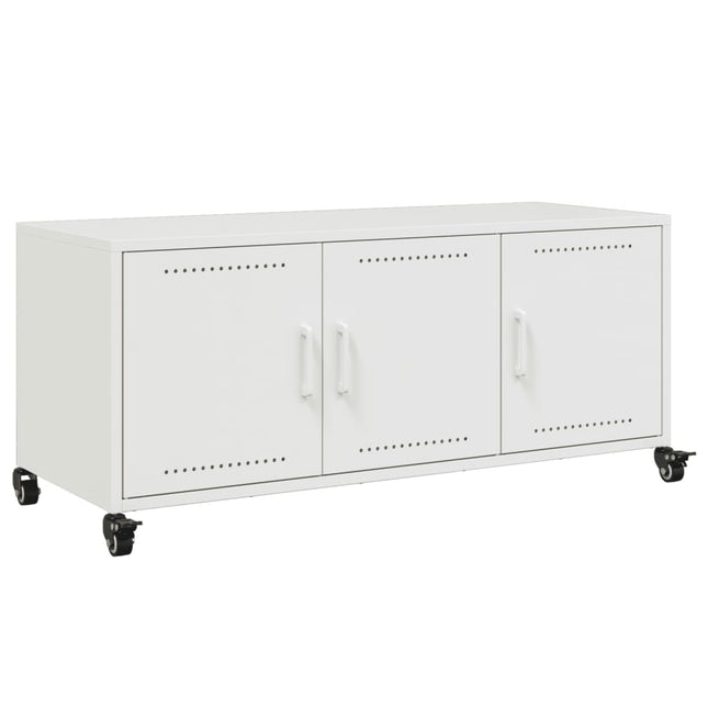 Mobile TV Bianco 100,5x39x43,5 cm in Acciaio Laminato a Freddo