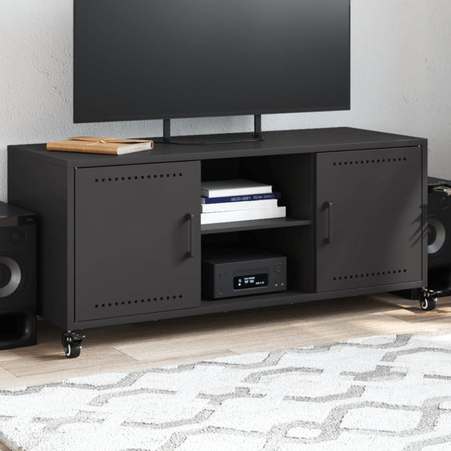 Mobile TV Nero 100,5x39x43,5 cm in Acciaio