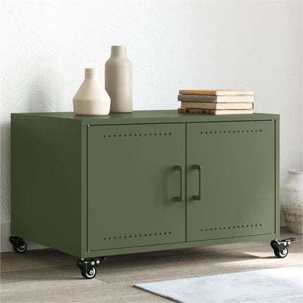 Tavolino Verde Oliva 68x50x43,5 cm in Acciaio Laminato a Freddo