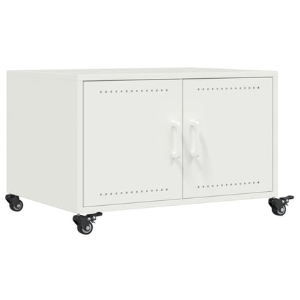 Tavolino Bianco 68x50x43,5 cm in Acciaio Laminato a Freddo