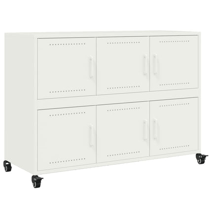 Credenza Bianca 100,5x39x72 cm in Acciaio Laminato a Freddo
