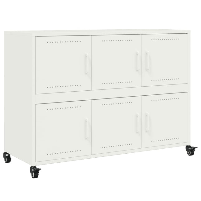 Credenza Bianca 100,5x39x72 cm in Acciaio Laminato a Freddo