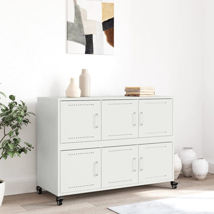 Credenza Bianca 100,5x39x72 cm in Acciaio Laminato a Freddo