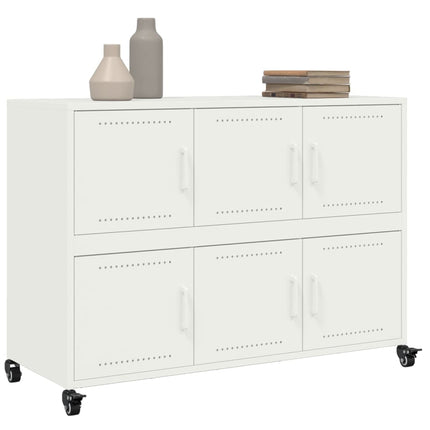 Credenza Bianca 100,5x39x72 cm in Acciaio Laminato a Freddo