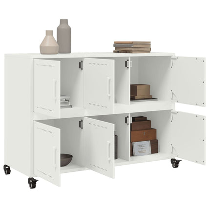 Credenza Bianca 100,5x39x72 cm in Acciaio Laminato a Freddo