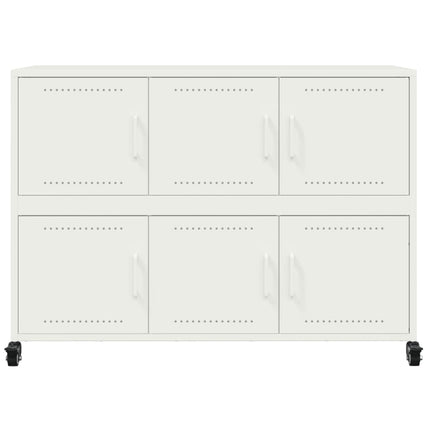 Credenza Bianca 100,5x39x72 cm in Acciaio Laminato a Freddo
