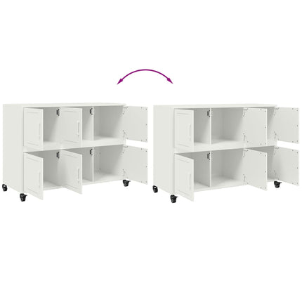 Credenza Bianca 100,5x39x72 cm in Acciaio Laminato a Freddo