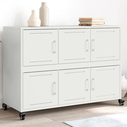 Credenza Bianca 100,5x39x72 cm in Acciaio Laminato a Freddo