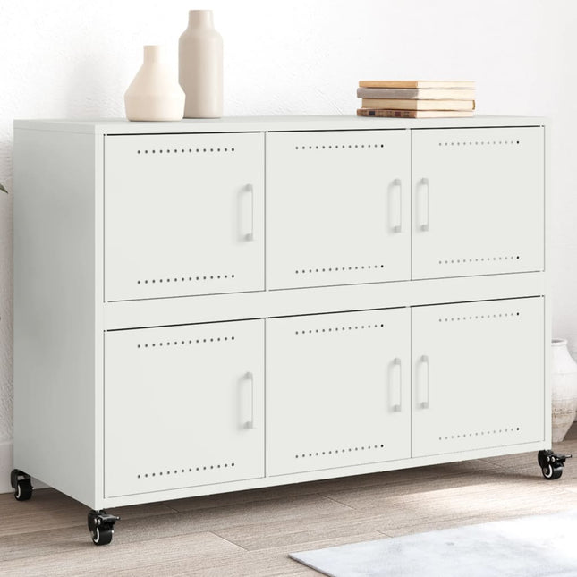 Credenza Bianca 100,5x39x72 cm in Acciaio Laminato a Freddo