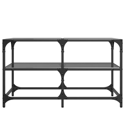 Tavolino con Piano in Vetro Nero 78,5x40x45 cm Acciaio
