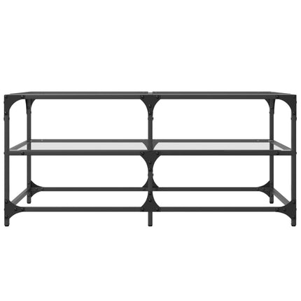 Tavolini con Piano Vetro Trasparente 2 pz 98,5x50x45 cm Acciaio