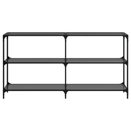 Tavolino Consolle con Piano in Vetro Nero 158,5x30x81cm Acciaio