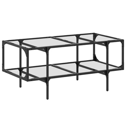 Tavolini con Piano Vetro Trasparente 2 pz 98,5x50x45 cm Acciaio