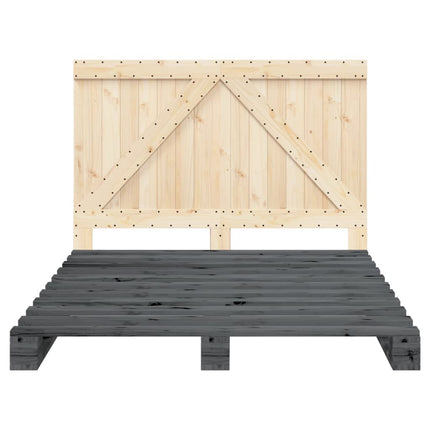 Giroletto con Testiera Grigio 140x200 cm Legno Massello di Pino